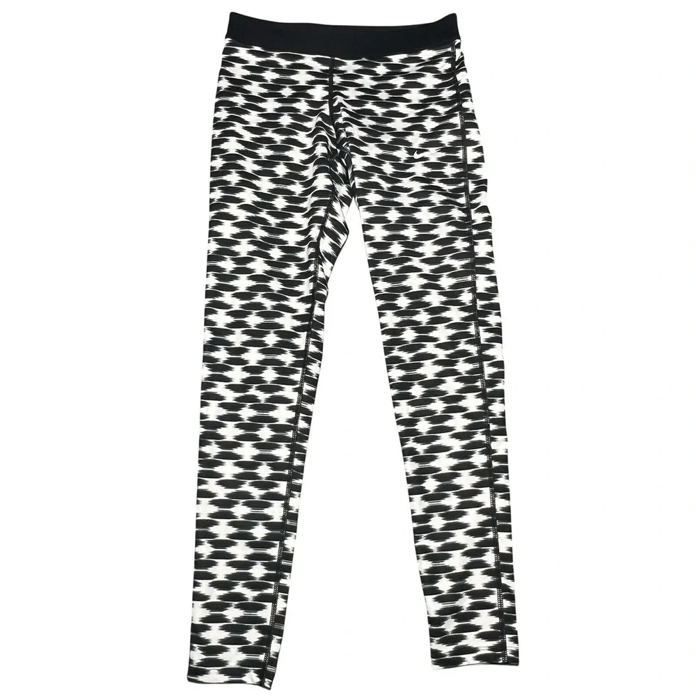 Nike Dri-FIT Women's Small S Black White Geometric‎ Athletic Leggings Pants